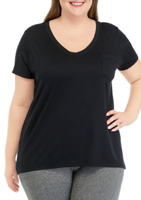 Yogalicious Women's Plus Size Short Sleeve Super Soft Sloane V-Neck T-Shirt