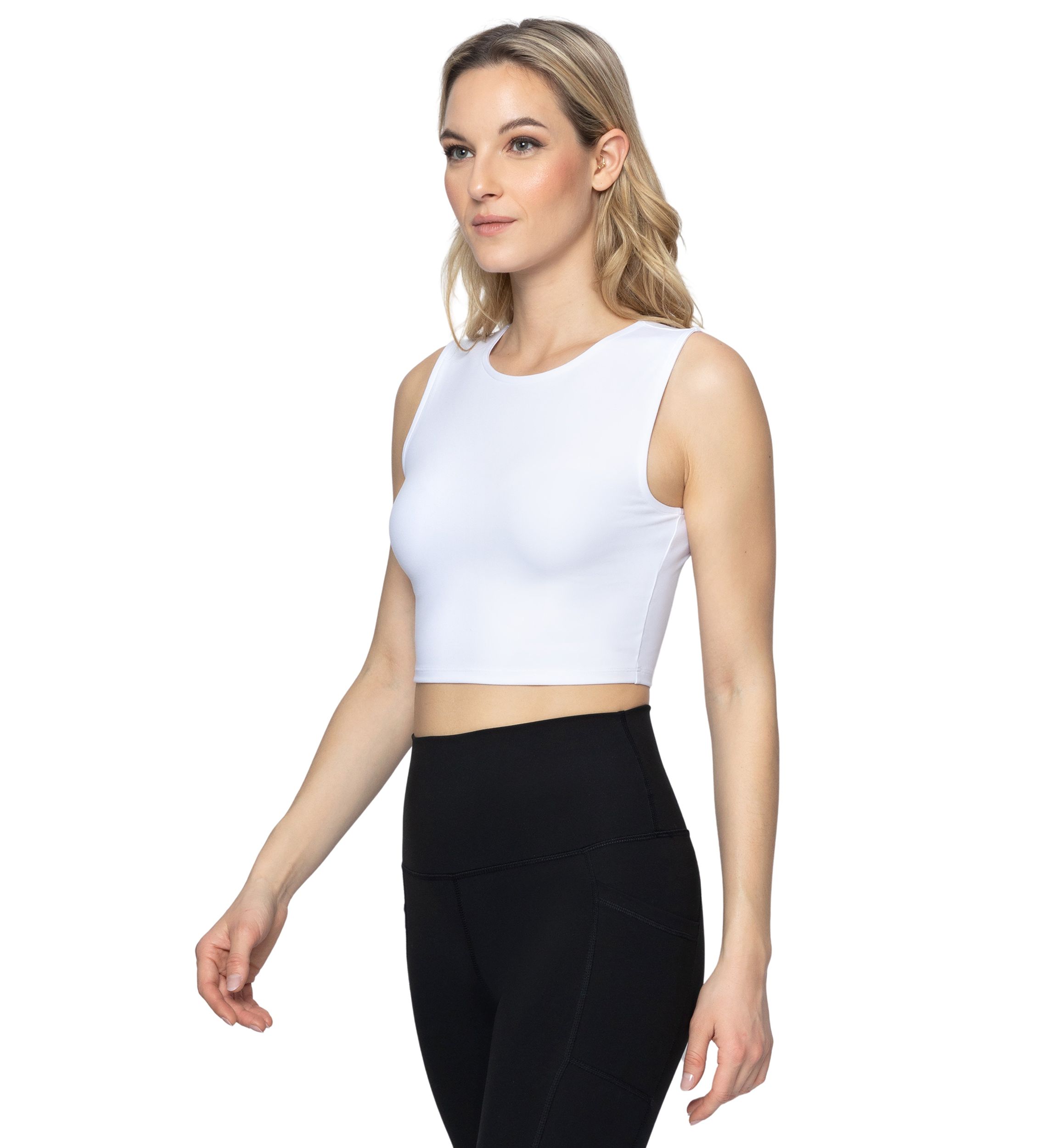 Pure Cloud Basic Fitted Cropped Tank