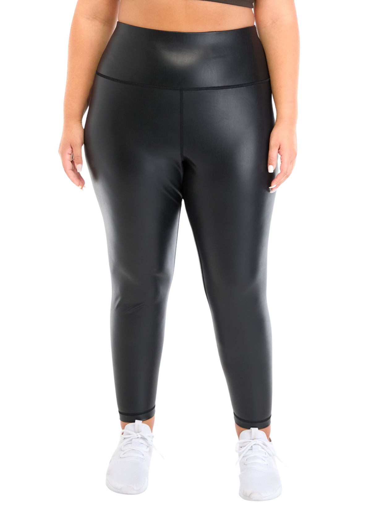 Plus Size Faux Leather High Rise Leggings