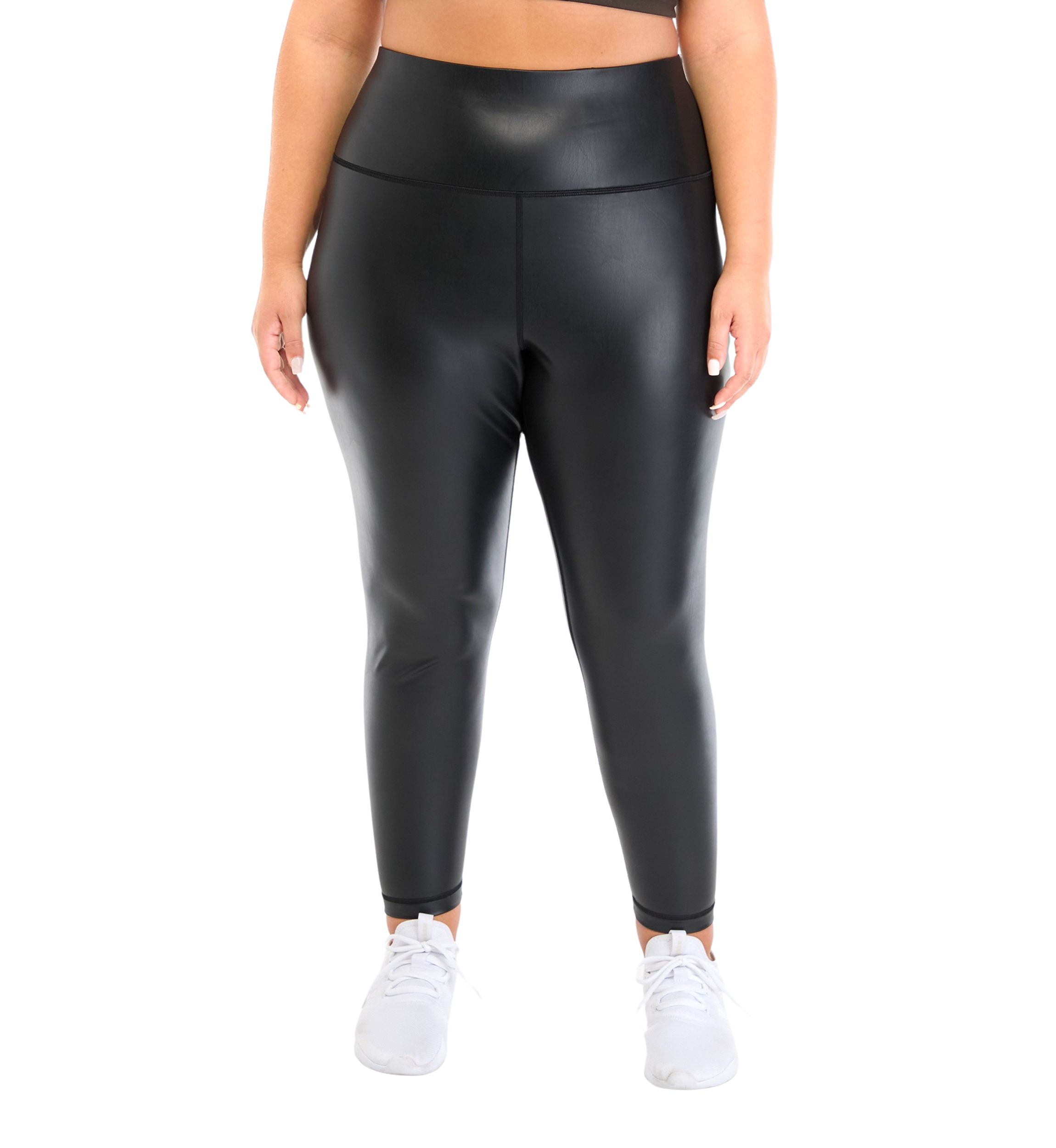 Plus Size Faux Leather High Rise Leggings