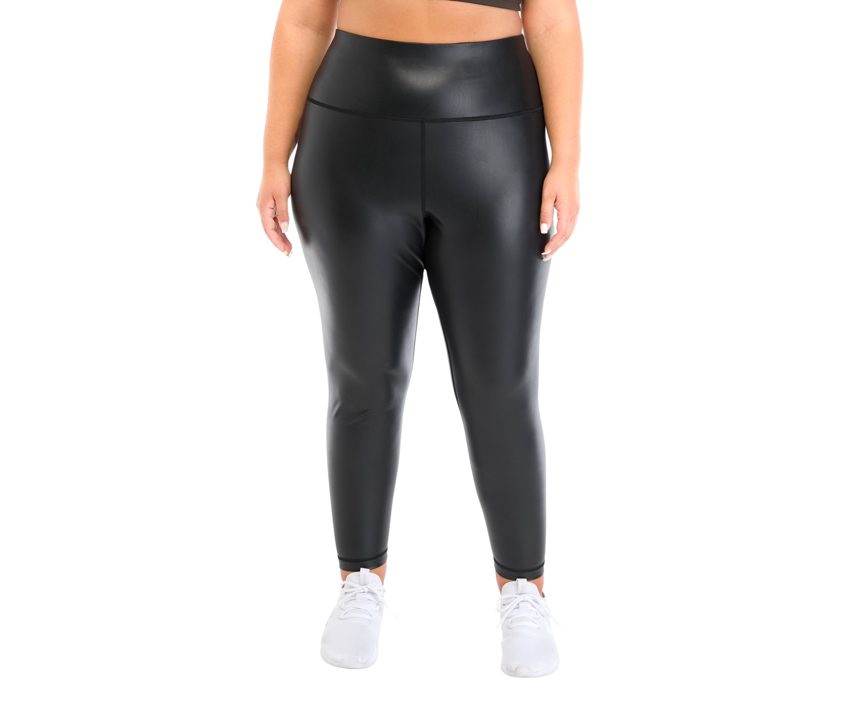 Plus Size Faux Leather High Rise Leggings