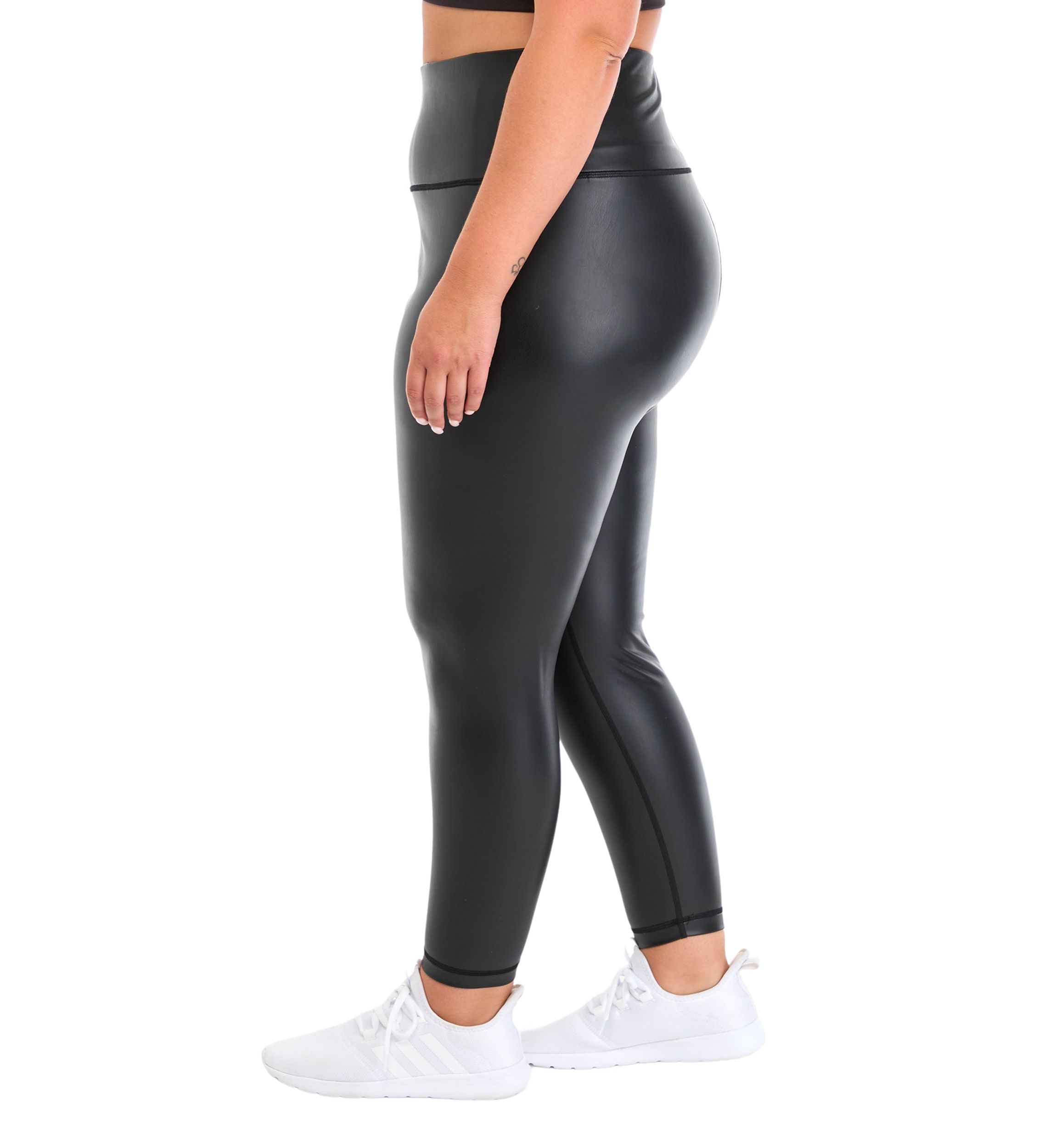 Plus Size Faux Leather High Rise Leggings