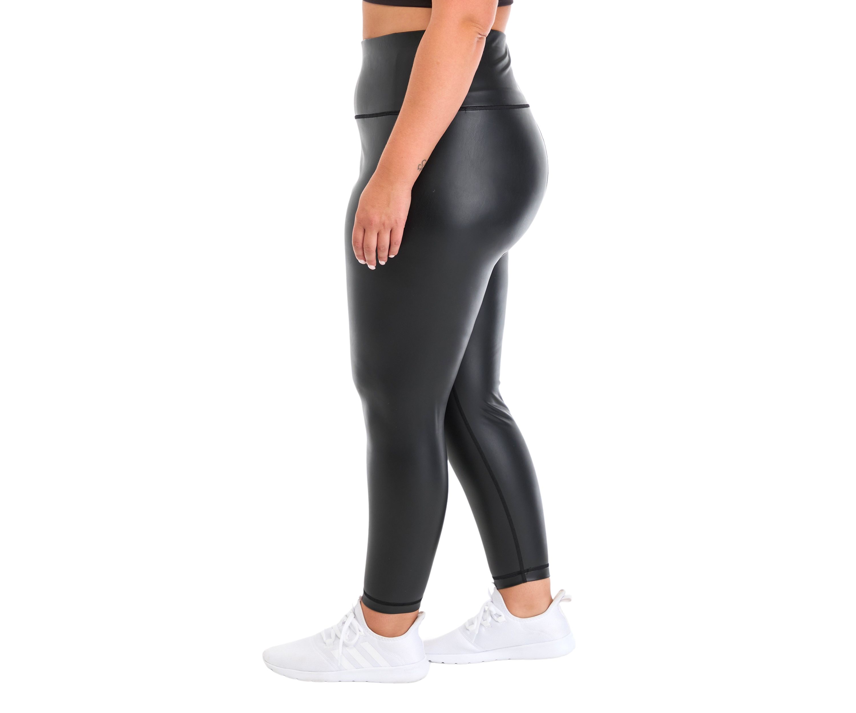 Plus Size Faux Leather High Rise Leggings
