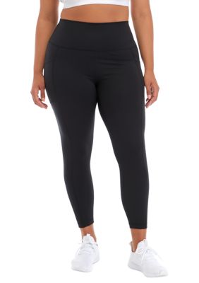 Yogalicious Women's Plus Size High Rise Ankle Leggings, Black, 3X