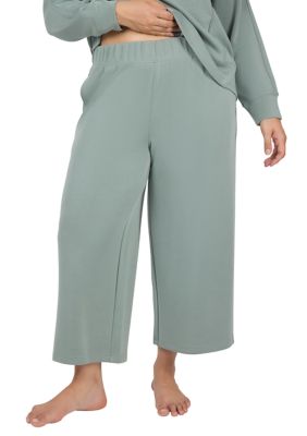 Yogalicious Women's Plus Size Sandwash Softlite Elara Culotte Pants, 3X