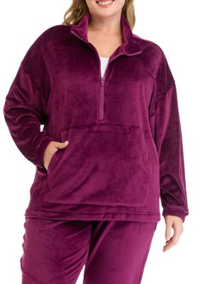 Yogalicious Women's Plus Size Double Butter Nadia 1/2 Zip Pullover Sweatshirt, 3X