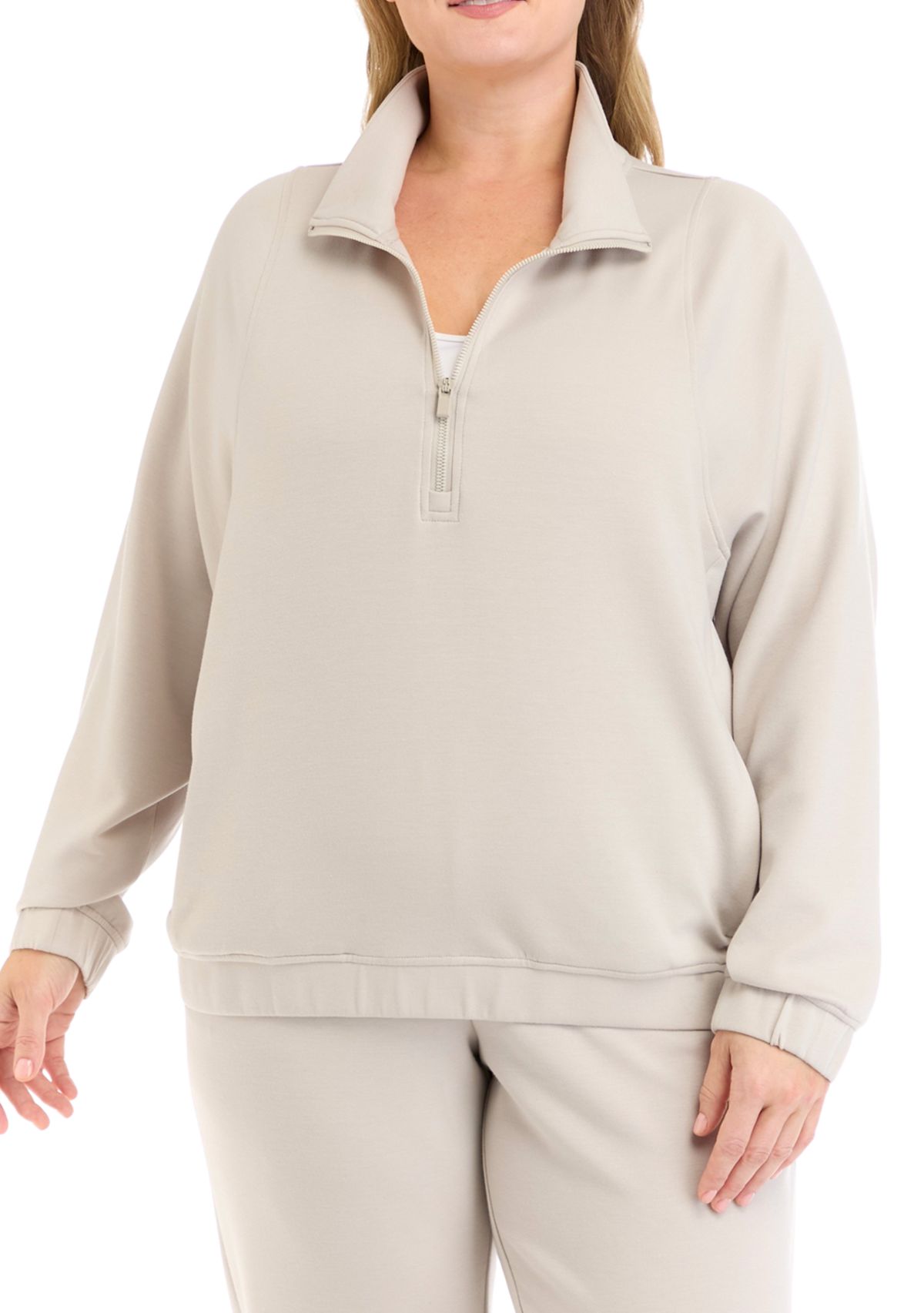 Plus Size Scuba 1/2 Zip Pullover Sweatshirt with Pockets