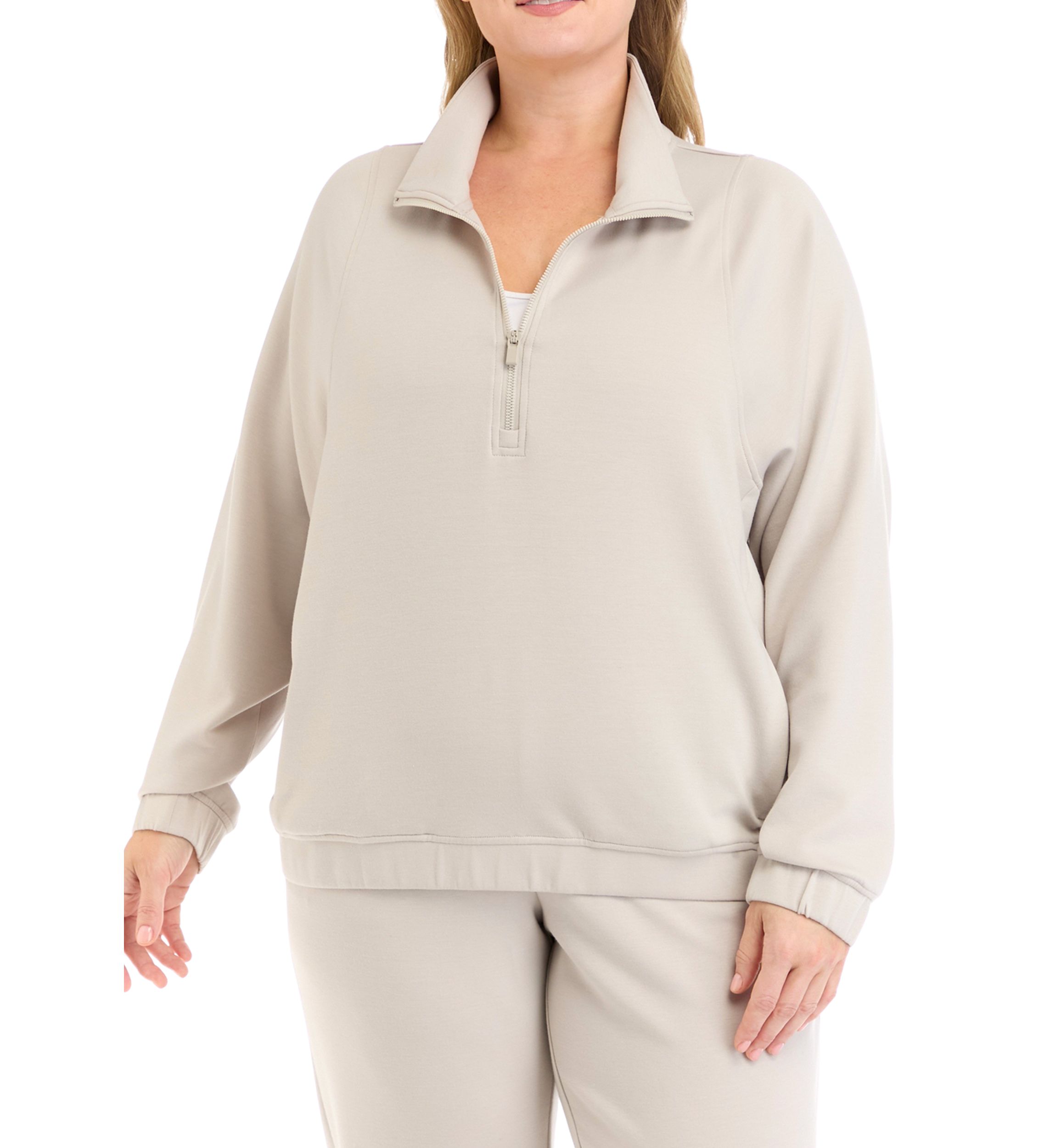 Plus Size Scuba 1/2 Zip Pullover Sweatshirt with Pockets