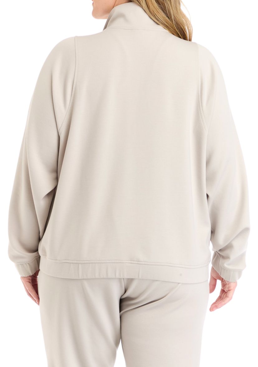 Plus Size Scuba 1/2 Zip Pullover Sweatshirt with Pockets