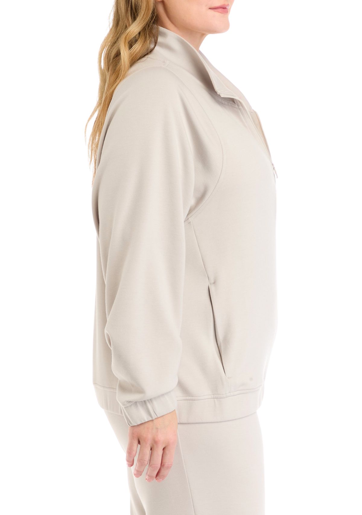 Plus Size Scuba 1/2 Zip Pullover Sweatshirt with Pockets