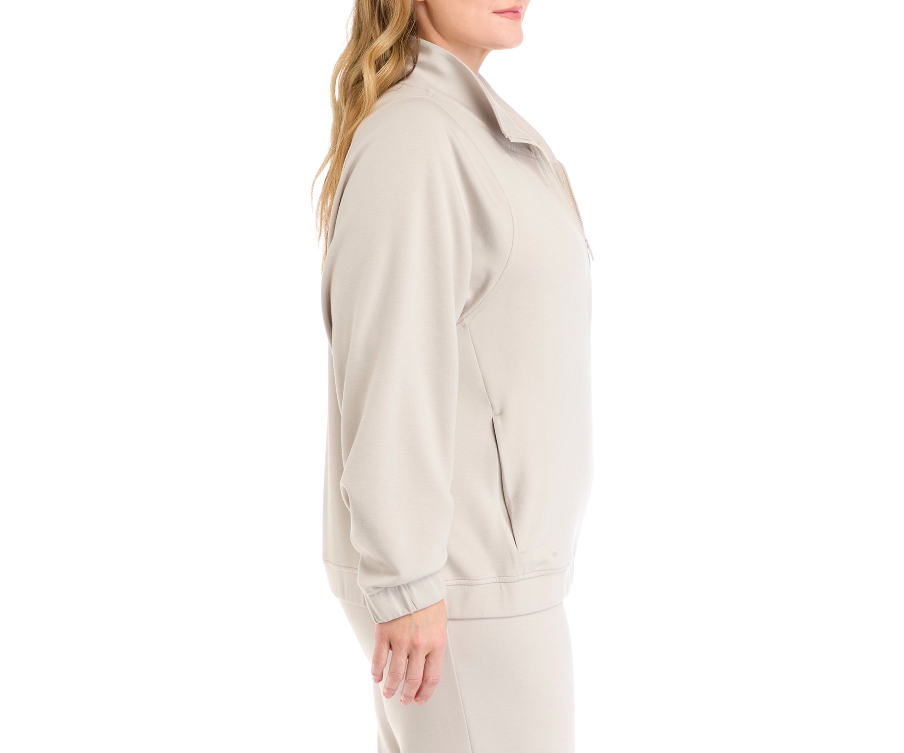 Plus Size Scuba 1/2 Zip Pullover Sweatshirt with Pockets