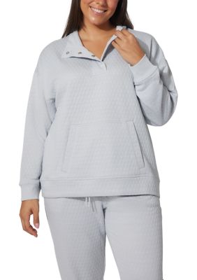 Yogalicious Women's Plus Size Diamond Quilted Adaptation 1/2 Zip Sweatshirt, 3X