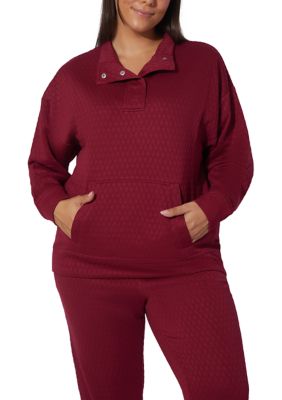 Yogalicious Women's Plus Size Diamond Quilted Adaptation 1/2 Zip Sweatshirt, 3X