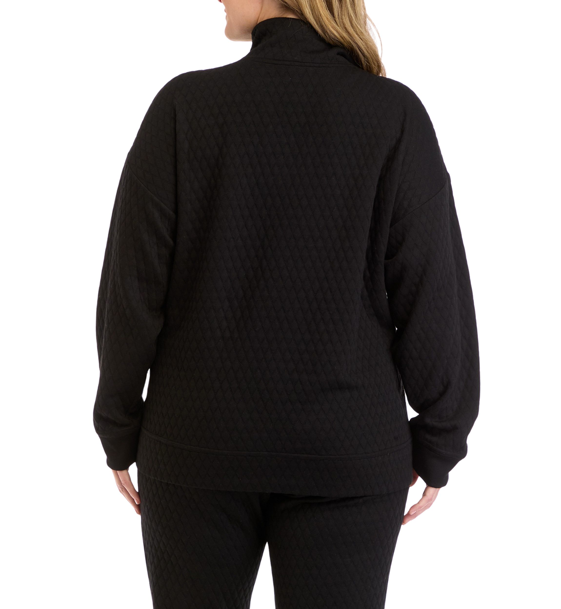 Plus Size Diamond Quilted Adaptation 1/2 Zip Sweatshirt