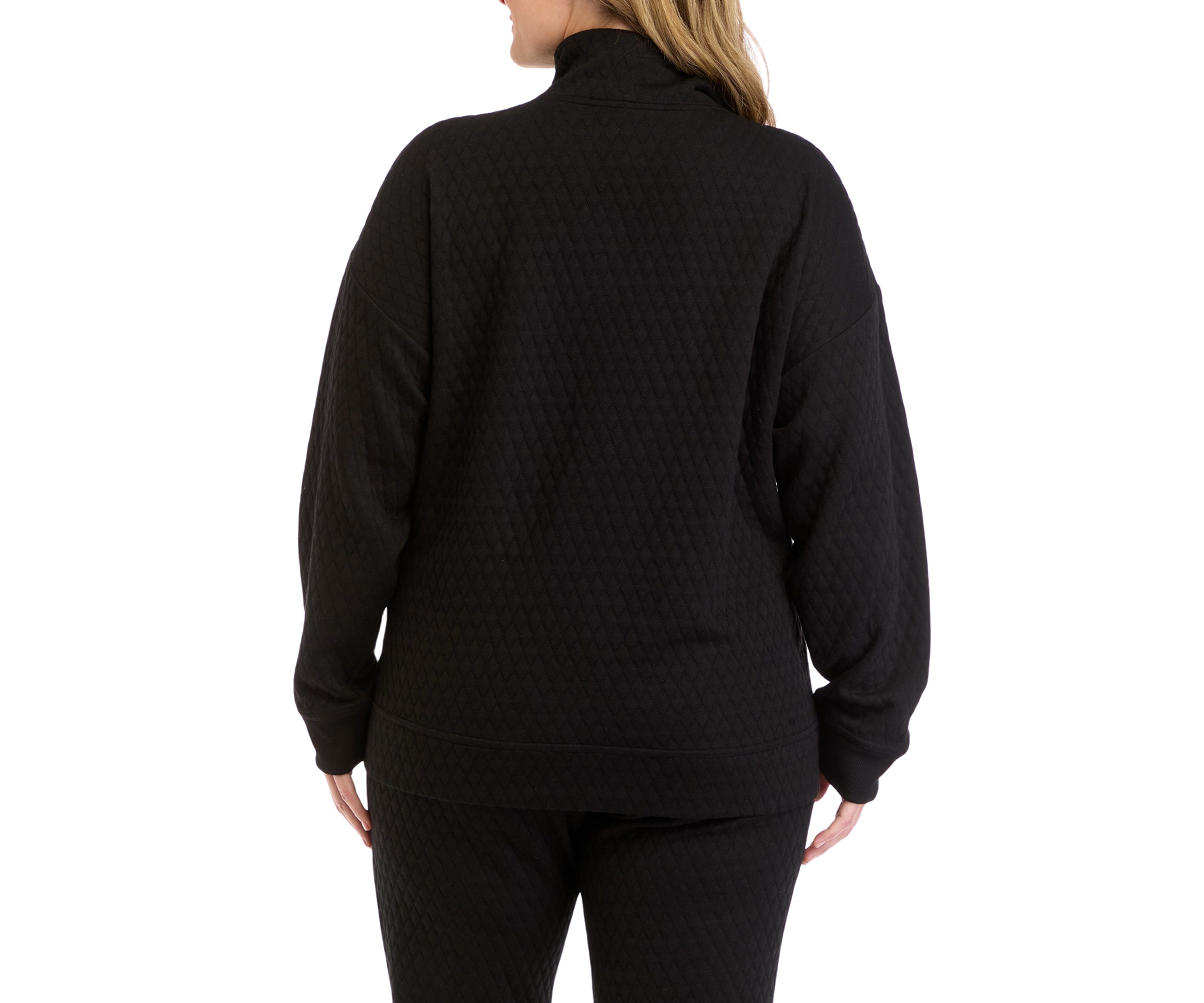 Plus Size Diamond Quilted Adaptation 1/2 Zip Sweatshirt