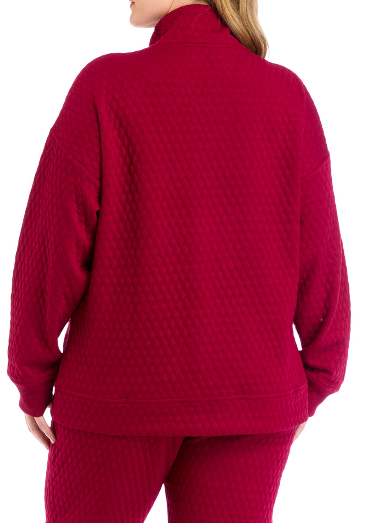 Plus Size Diamond Quilted Adaptation 1/2 Zip Sweatshirt