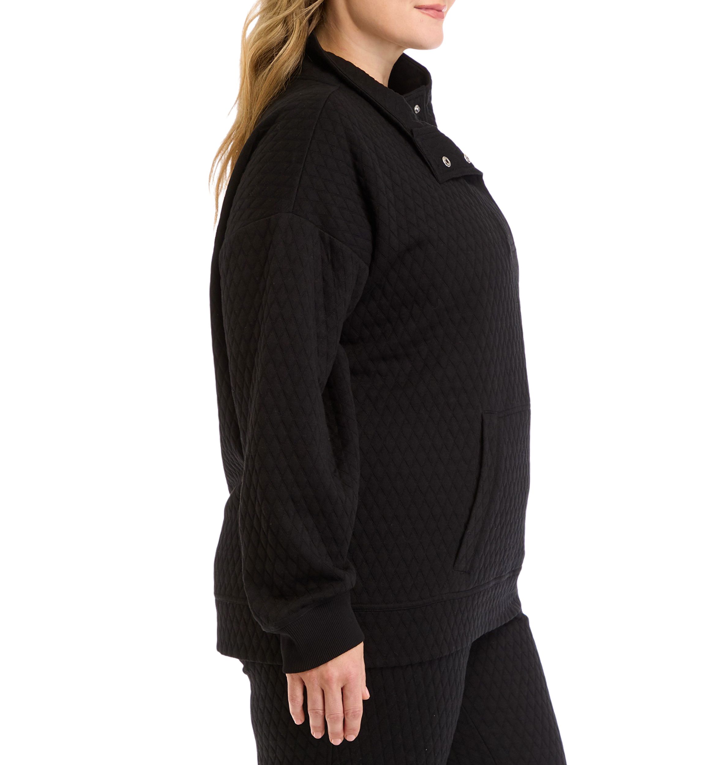 Plus Size Diamond Quilted Adaptation 1/2 Zip Sweatshirt