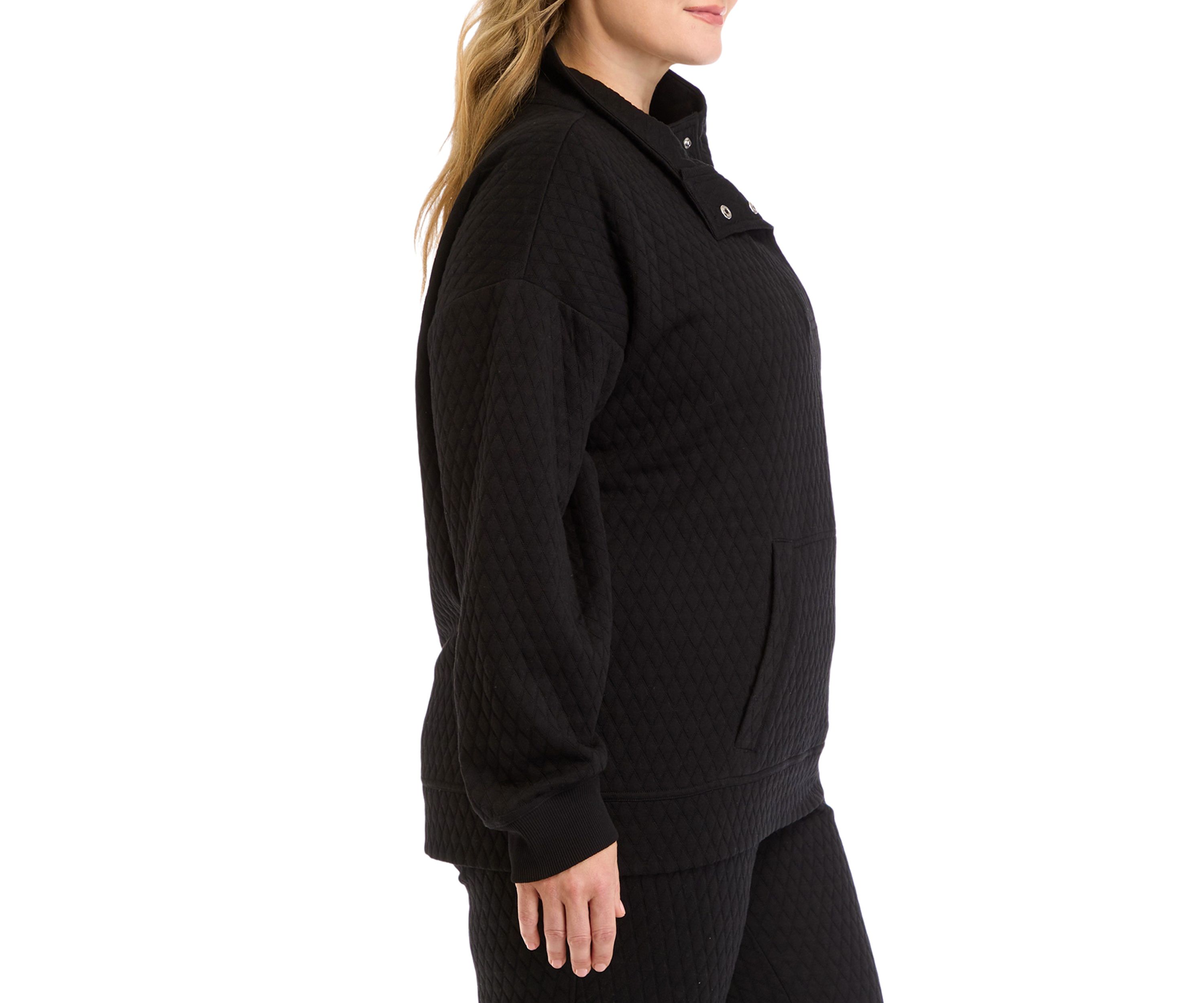 Plus Size Diamond Quilted Adaptation 1/2 Zip Sweatshirt