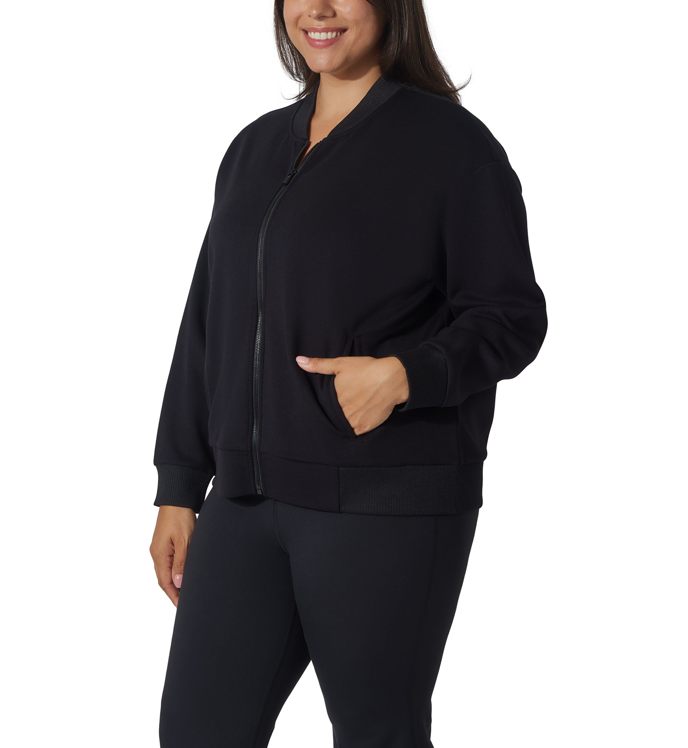 Plus Size Scuba Varsity Bomber Jacket