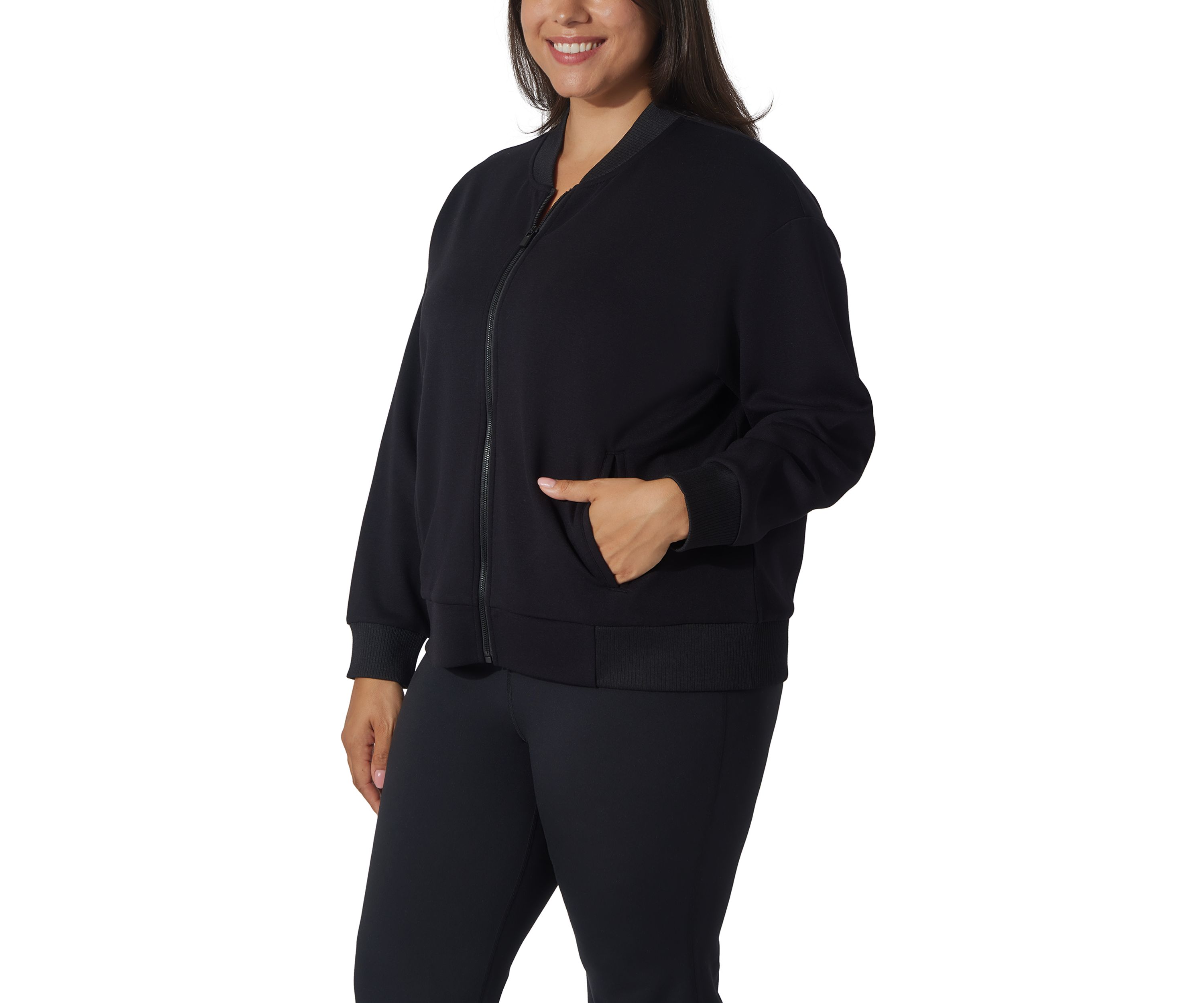 Plus Size Scuba Varsity Bomber Jacket