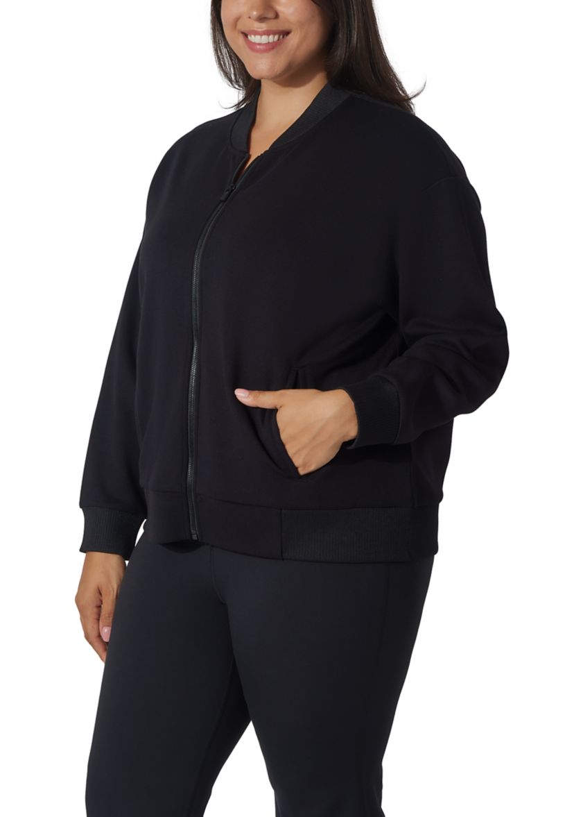 Plus Size Scuba Varsity Bomber Jacket