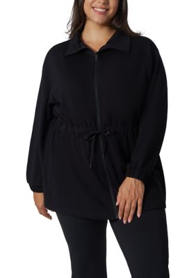 Yogalicious Women's Plus Size Scuba Alma Jacket, Black, 3X