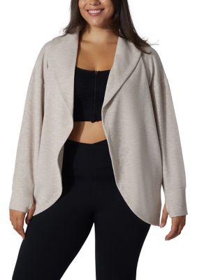 Yogalicious Women's Plus Size Scuba Cardigan with Pockets, 3X