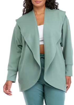 Yogalicious Women's Plus Size Scuba Cardigan with Pockets