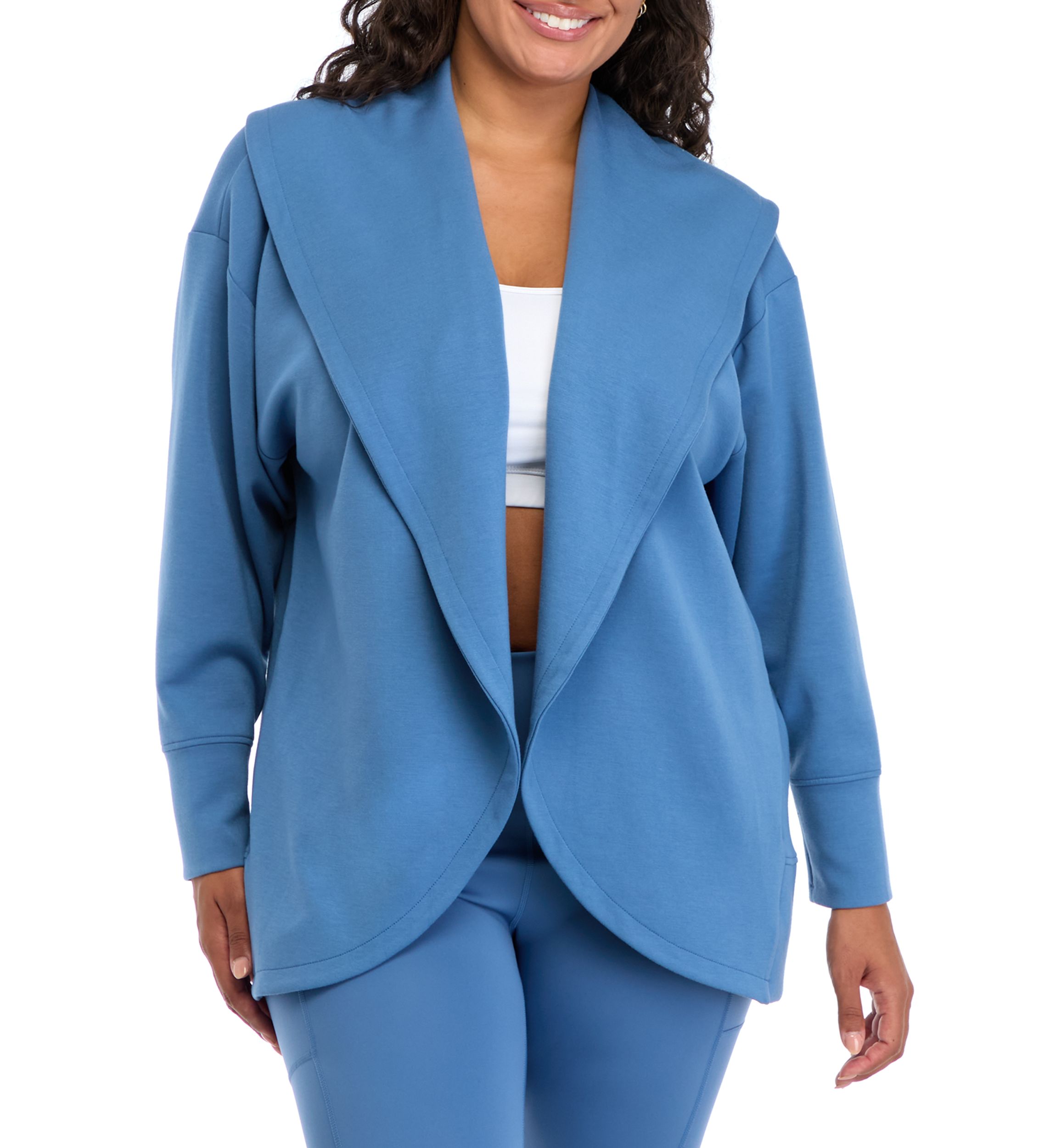 Plus Size Scuba Cardigan with Pockets
