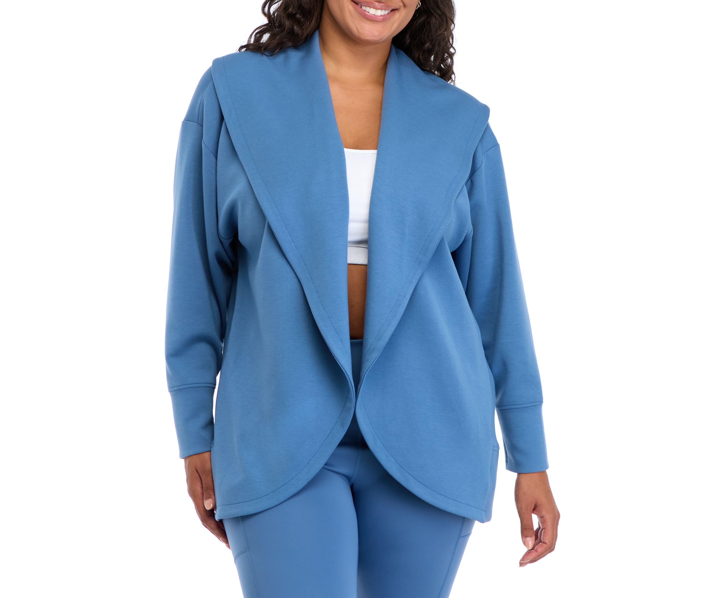 Plus Size Scuba Cardigan with Pockets