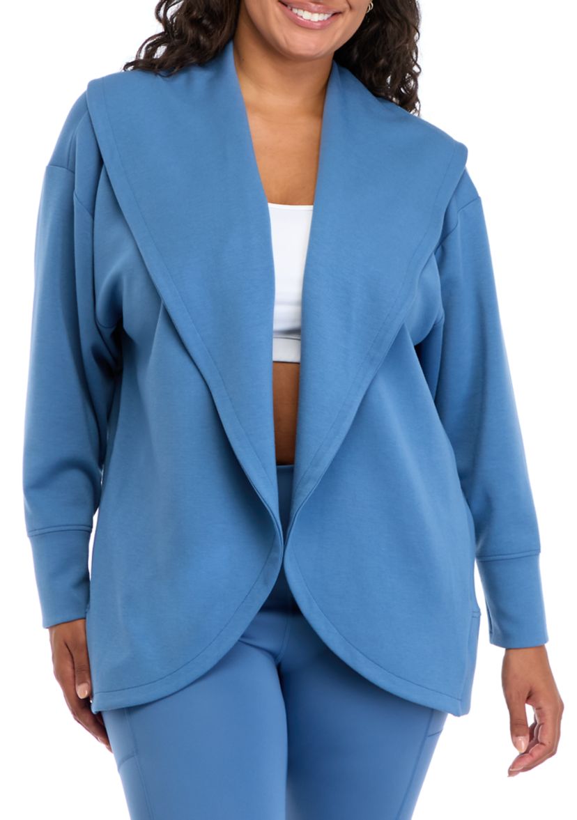Plus Size Scuba Cardigan with Pockets