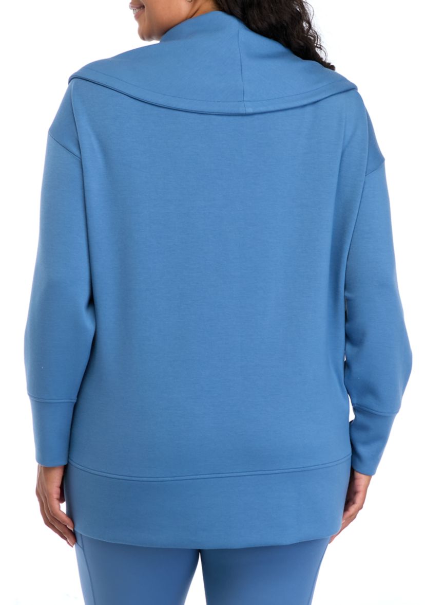 Plus Size Scuba Cardigan with Pockets