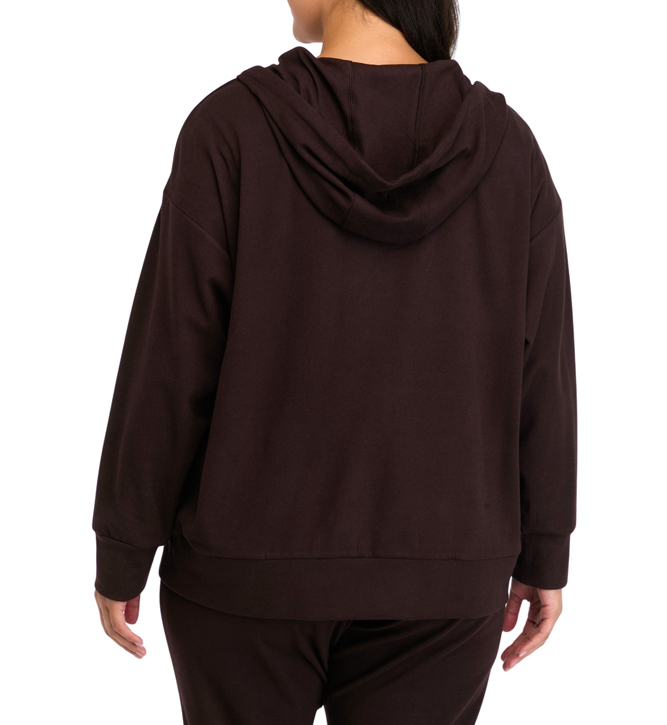 Plus Size Long Sleeve Fleece Rib Zip Up Hoodie