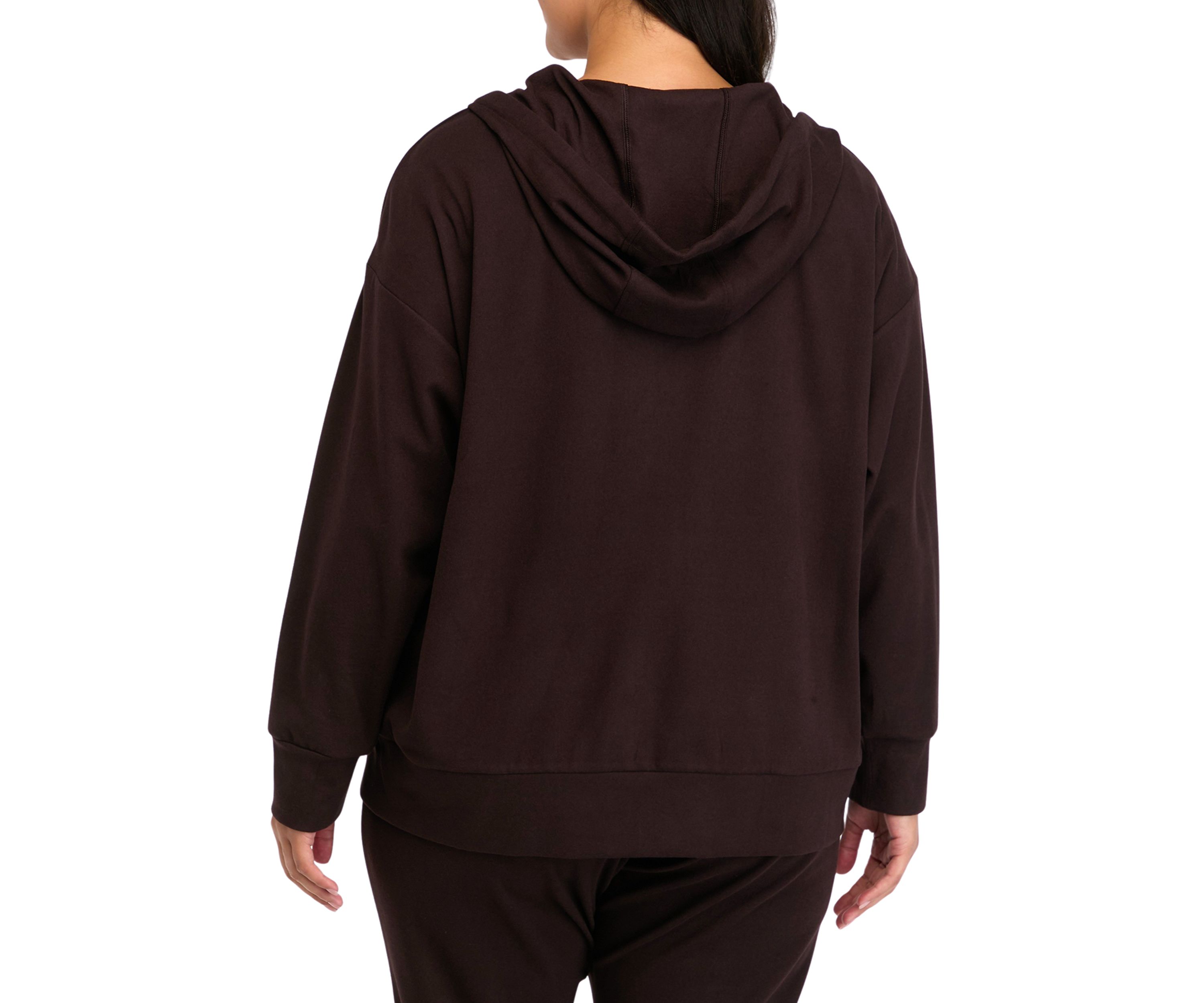 Plus Size Long Sleeve Fleece Rib Zip Up Hoodie