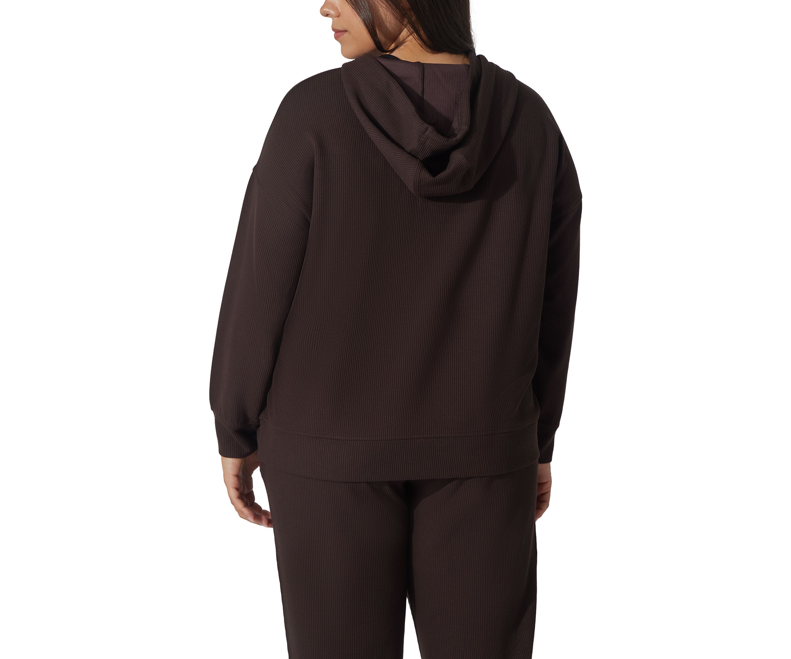 Plus Size Scuba Rib V-Neck Pullover Hoodie 
