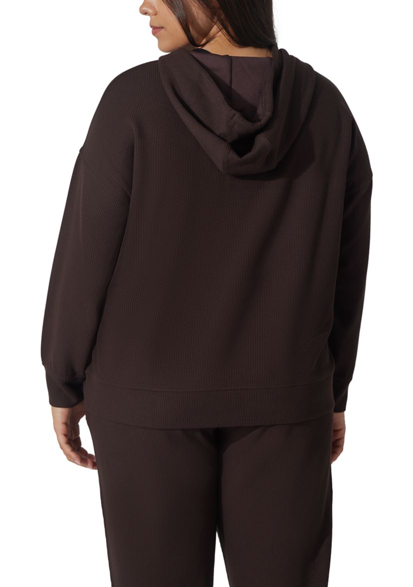 Plus Size Scuba Rib V-Neck Pullover Hoodie 