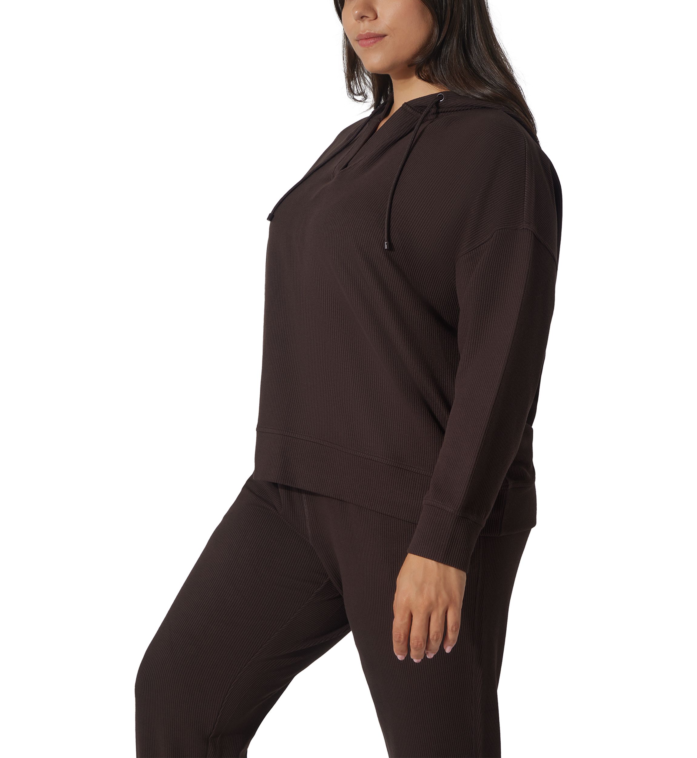Plus Size Scuba Rib V-Neck Pullover Hoodie 