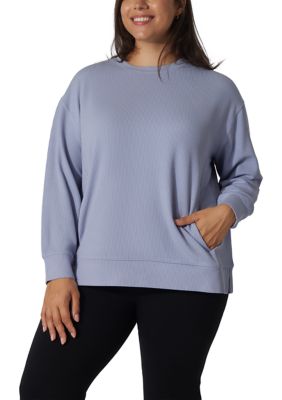 Yogalicious Women's Plus Size Scruba Rib Crew Pullover, 3X
