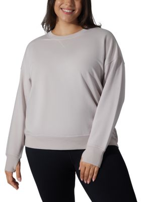 Yogalicious Women's Plus Size Brushed Terry Eleven Crew Neck Shirt, 3X