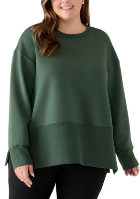 Yogalicious Women's Plus Size Lexa Sandwash Scuba Sweatshirt