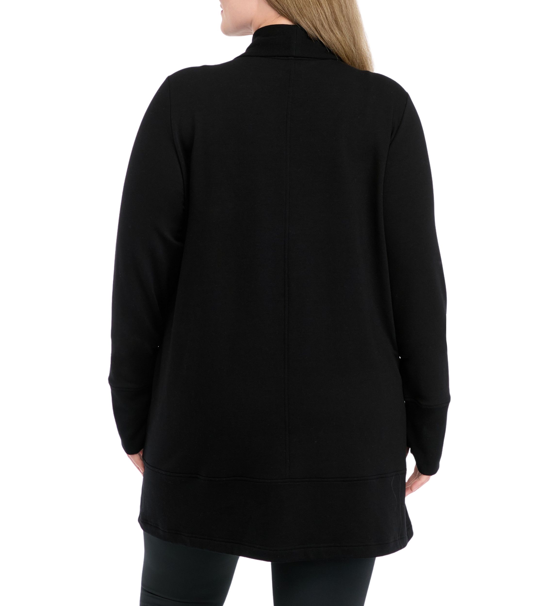 Plus Size Long Sleeve Brushed Terry Ribbed Cardigan 