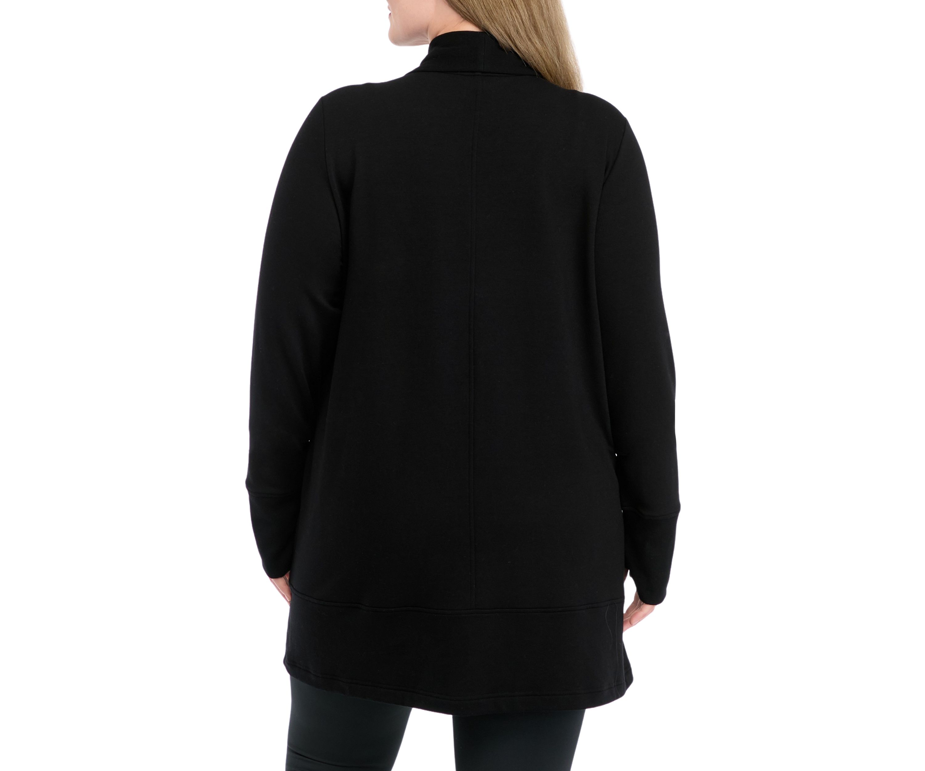 Plus Size Long Sleeve Brushed Terry Ribbed Cardigan 