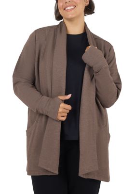 Yogalicious Women's Plus Size Modal Terry Long Cardigan, 3X
