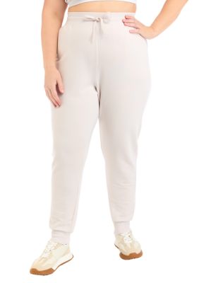 Yogalicious Women's Plus Size Terry Brushed Joggers, Gray, 1X