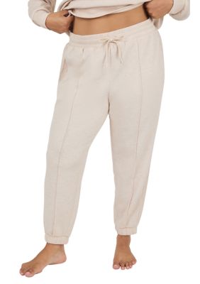 Yogalicious Women's Plus Size Softlite Scuba Rib Mix Pintuck Joggers