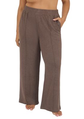 Yogalicious Women's Plus Size Modal Terry Wide Leg Sweatpants, 3X
