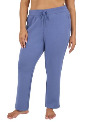 Yogalicious Women's Plus Size Sandwash Softlite Avenue Straight Pants, Blue, 3XL