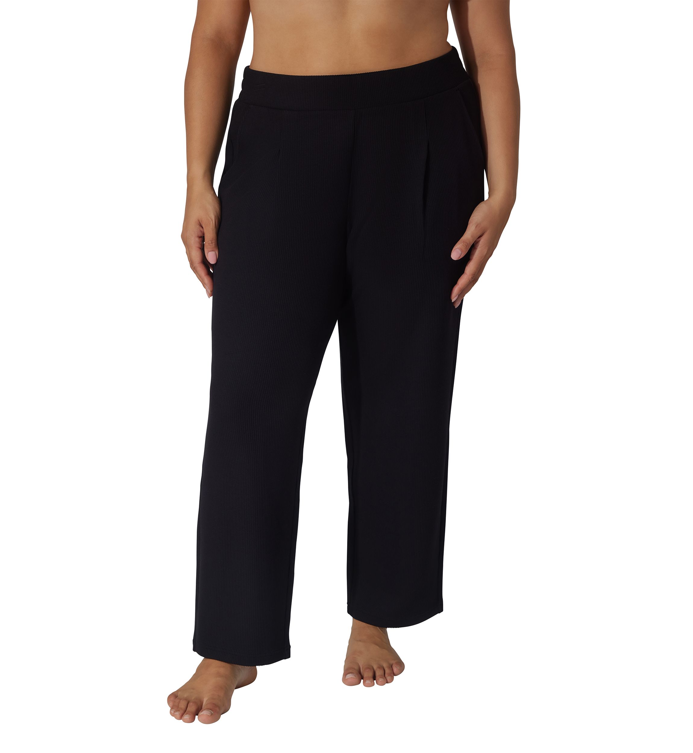 Plus Size Scuba Rib Straight Leg Pants 