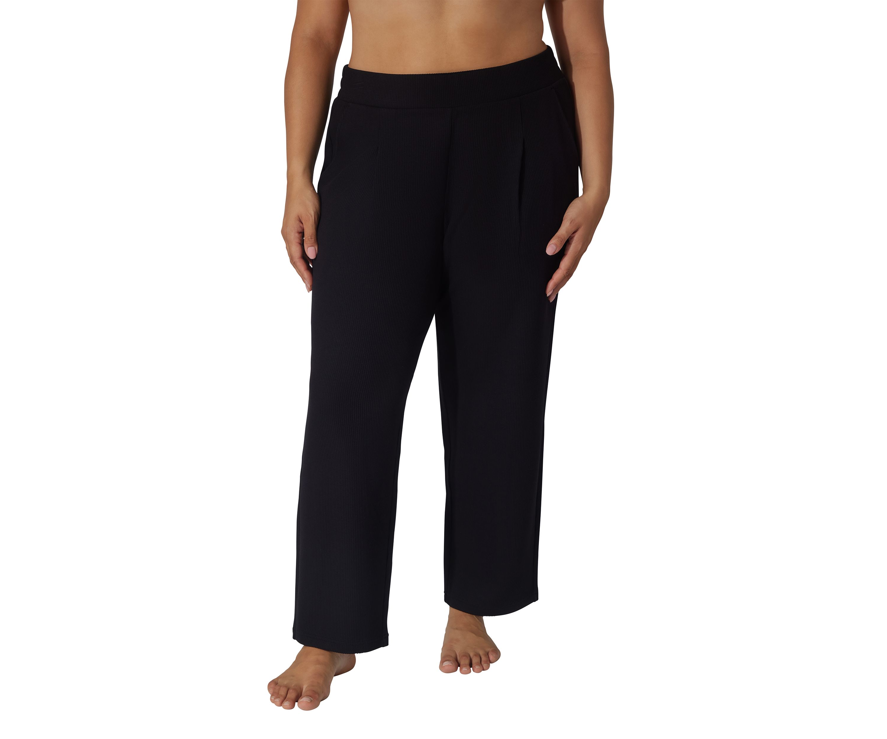 Plus Size Scuba Rib Straight Leg Pants 