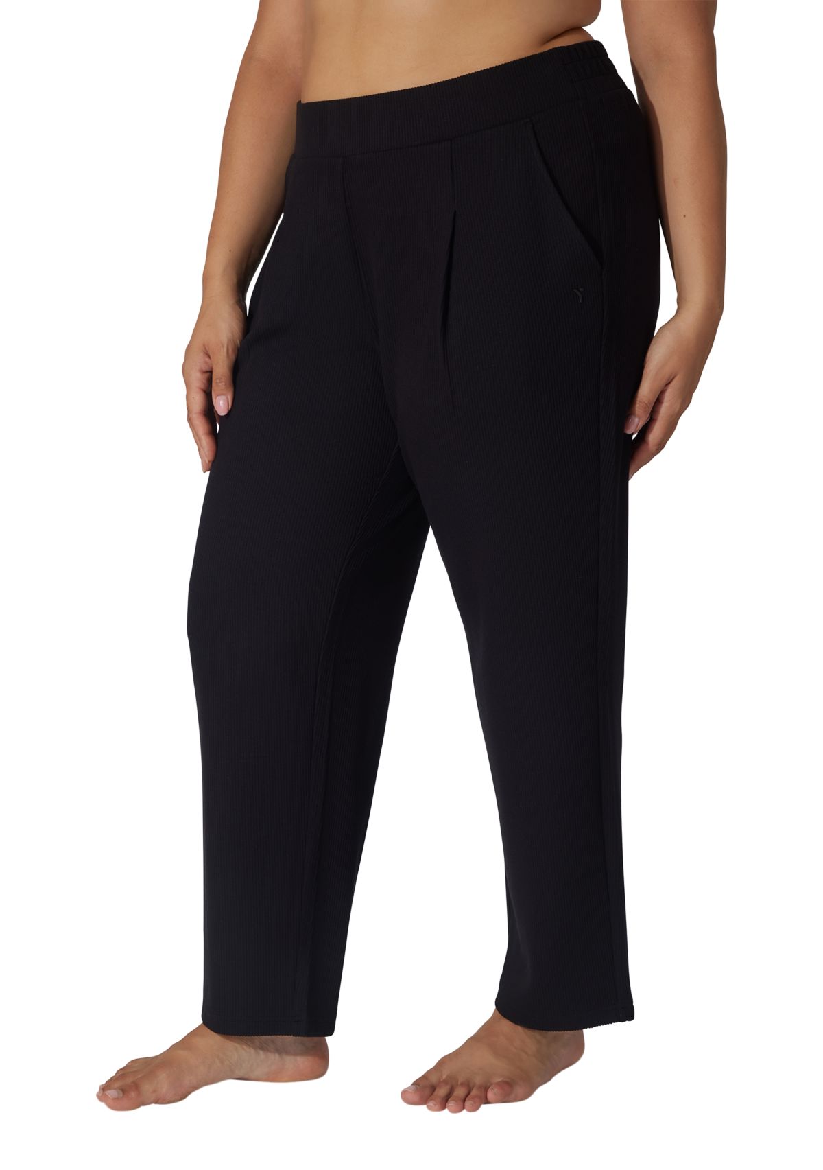Plus Size Scuba Rib Straight Leg Pants 